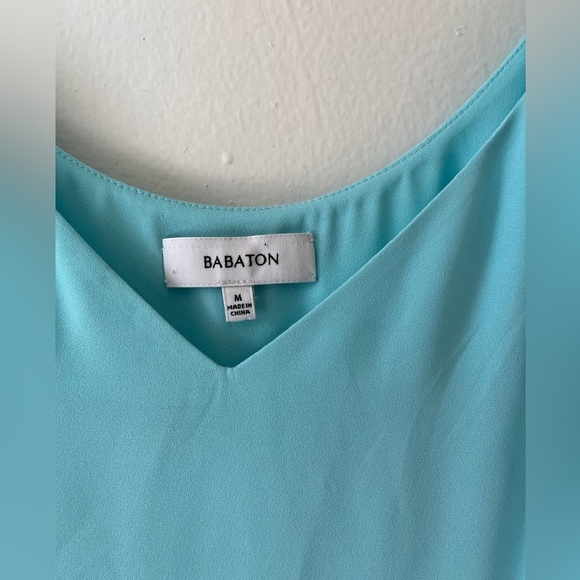 Aritzia Babaton Templeton V-Neck Pastel Blue Slip Midi Dress Size Medium - Picture 2 of 11